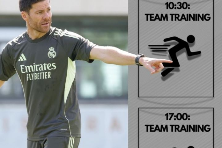 上强度！皇马官方：阿隆索今天组织10点30和17点一天两练