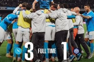 终结连续5场交锋不胜！那不勒斯3-1国米，时隔两年半再胜对手